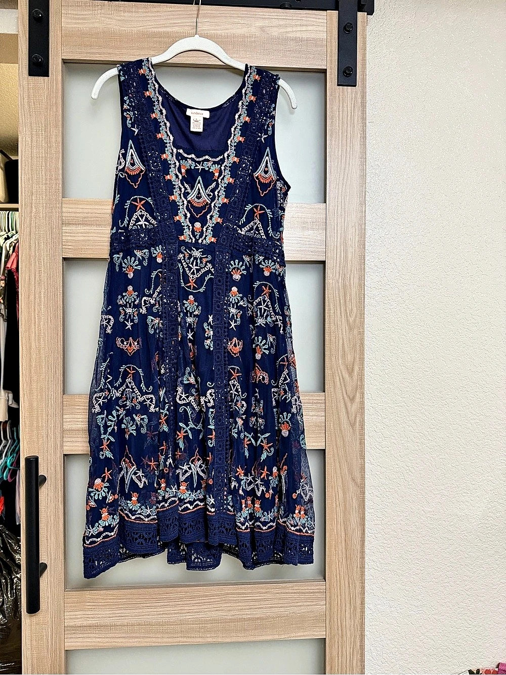 Sundance Embroidered Floral Maxi Dress in Blue Size 6